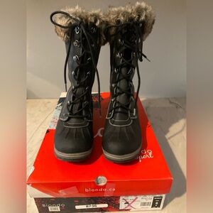 Blondo Thinsulate Black Winter Boots with Faux Fur Trim Size 9